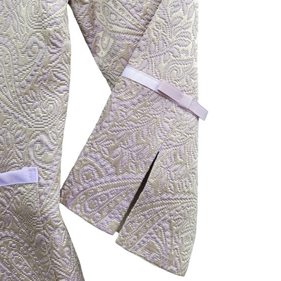 Vintage 80s Matty M Paisley Jacquard‎ Grosgrain Ribbon Bows Cropped Jacket - Picture 10 of 13